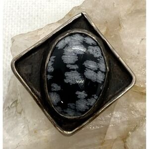 Vintage Handmade Gray Agate Pendant Oxidized Sterling 925 Silver 8.8g Boho